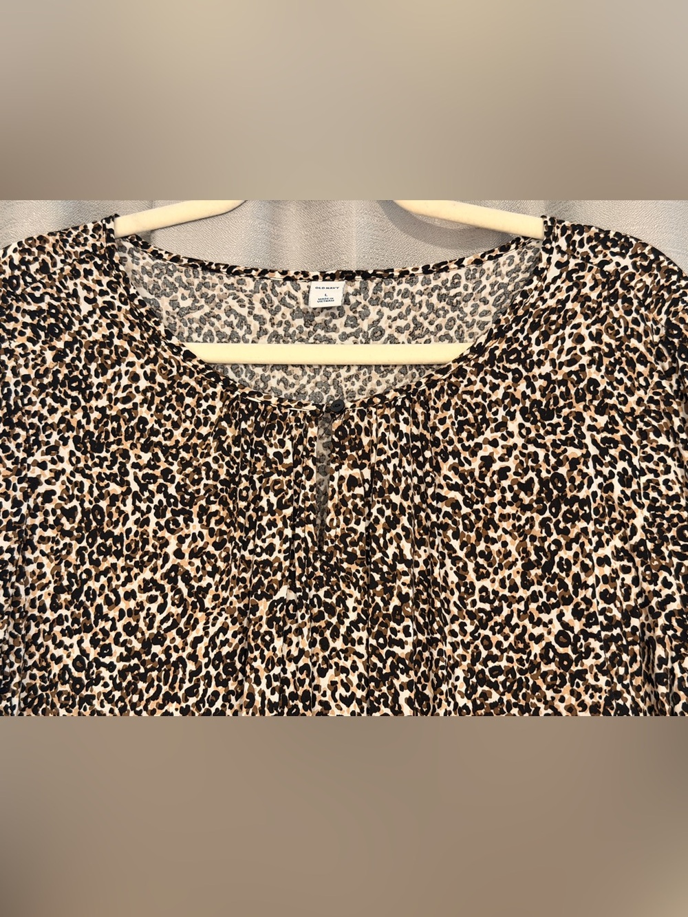 Old Navy Leopard Print Tiered Mini Dress Women’s Large Long Sleeve Boho - Picture 2 of 5
